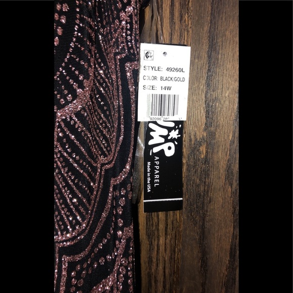 Women’s Formal Dress Plus Size 14W 16W 18W Black Gold Glitter JUMP APPAREL NEW - Picture 5 of 5